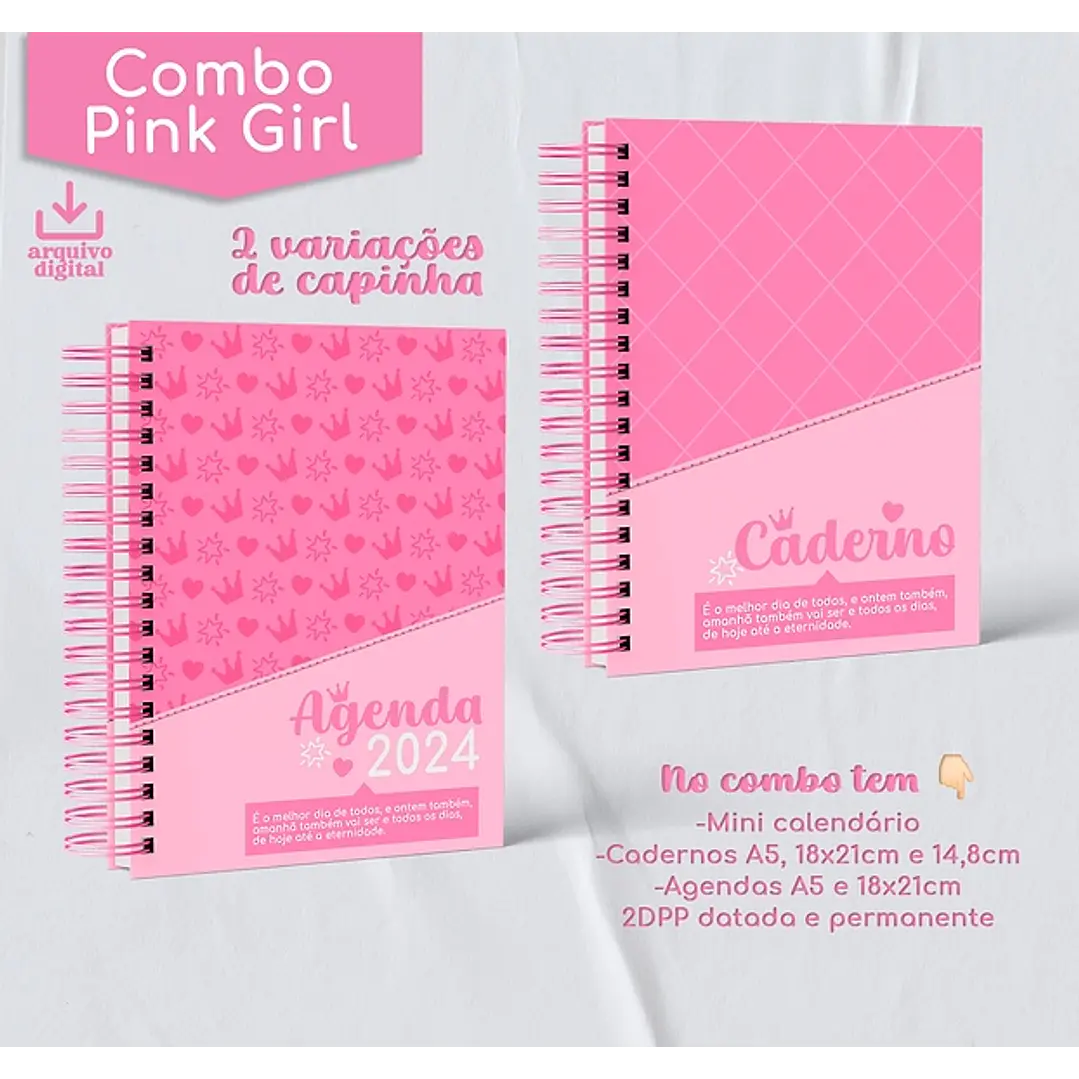 Arquivo Agenda e Caderno Rosa Menina Pink 2024 em Pdf   1