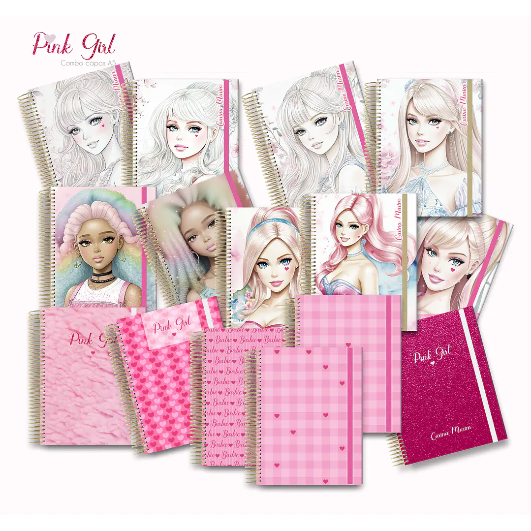 Arquivo Capas para Agenda A5 Pink Girl em Jpg 1