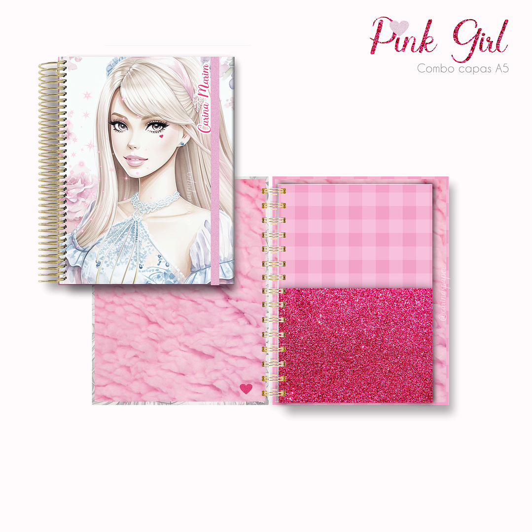 Arquivo Capas para Agenda A5 Pink Girl em Jpg 3