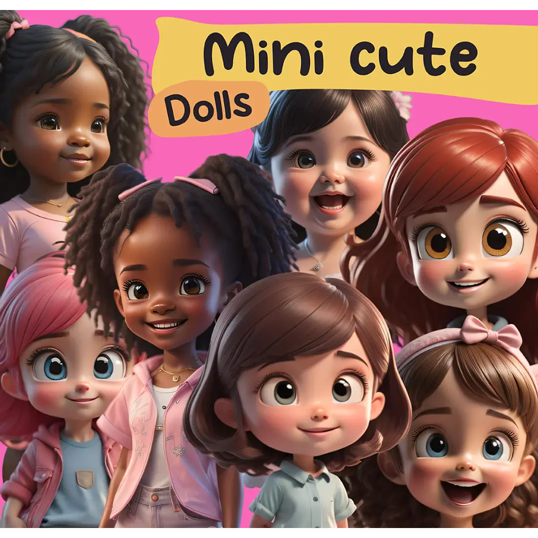Kit Digital Mini Cut Dolls Meninas Bonecas em Png  1