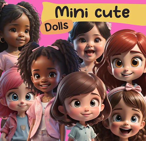 Kit Digital Mini Cut Dolls Meninas Bonecas em Png 