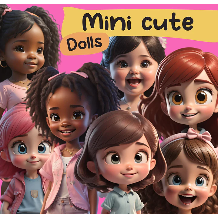 Kit Digital Mini Cut Dolls Meninas Bonecas em Png  1