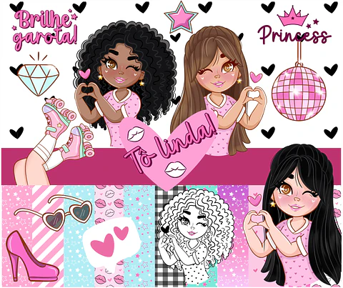 Kit Digital Meninas Pink Rosa em Png