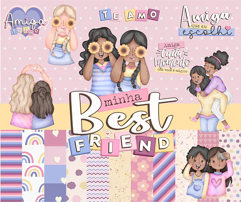 Kit Digital Amigas Best Forever em Png 