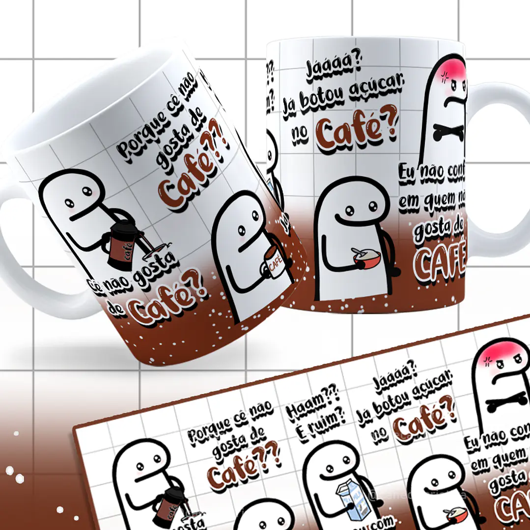Arte Caneca Você Cê Não Gosta de Café? Flork Animado Arquivo Png 2