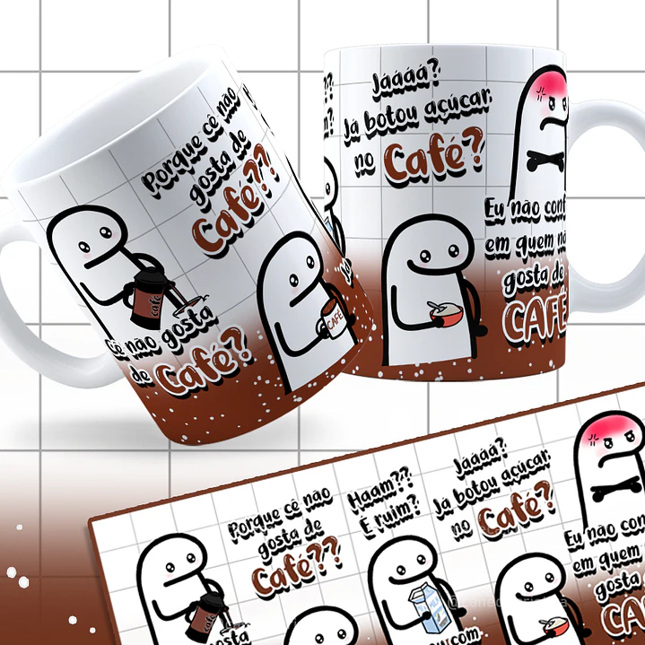 Arte Caneca Você Cê Não Gosta de Café? Flork Animado Arquivo Png 2