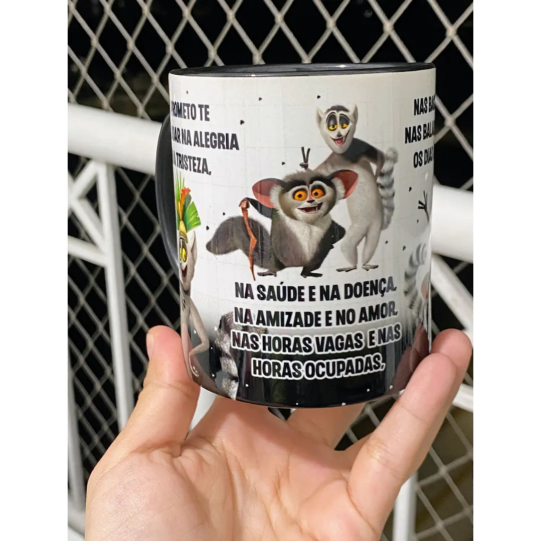 Arte Caneca Eu Prometo te incomodar na alegria e na tristeza Rei Julien Arquivo Png 5