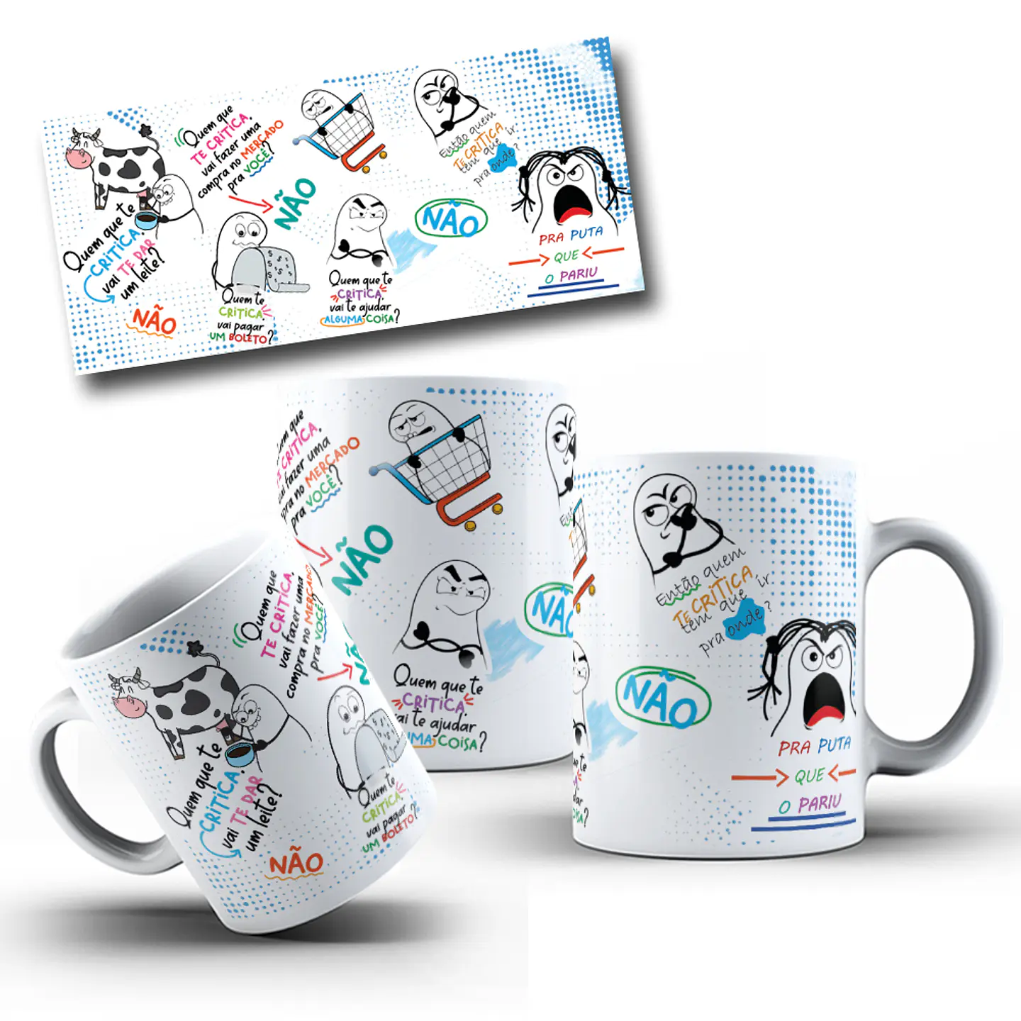 Arte Caneca Quem Te Critica Vai te dar um leite Flork Arquivo Png   1