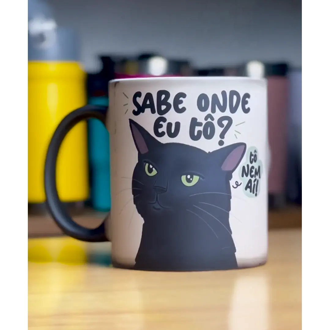 Arte Caneca Meme Gato Sabe onde eu Tô Sublimação Baixar Grátis  1