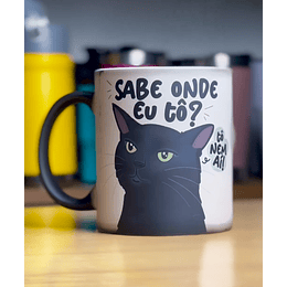 Arte Caneca Meme Gato Sabe onde eu Tô Sublimação Baixar Grátis 