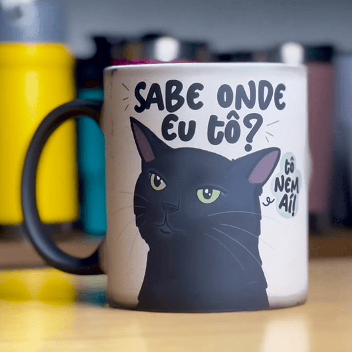 Arte Caneca Meme Gato Sabe onde eu Tô Sublimação Baixar Grátis  1