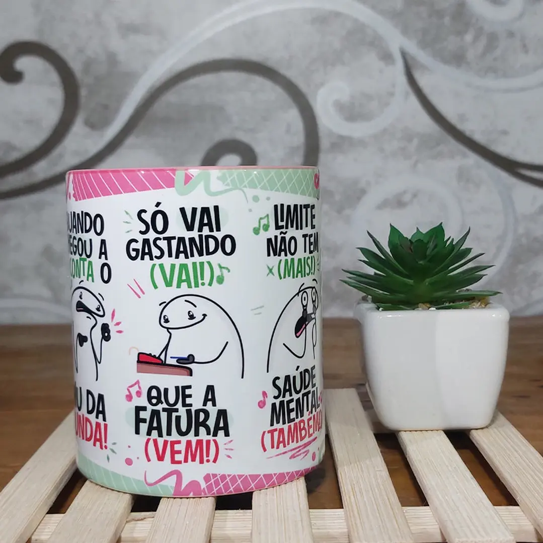 Arte Caneca Fui Passando no Crédito Esqueci a Fatura Rosa Arquivo Png 2