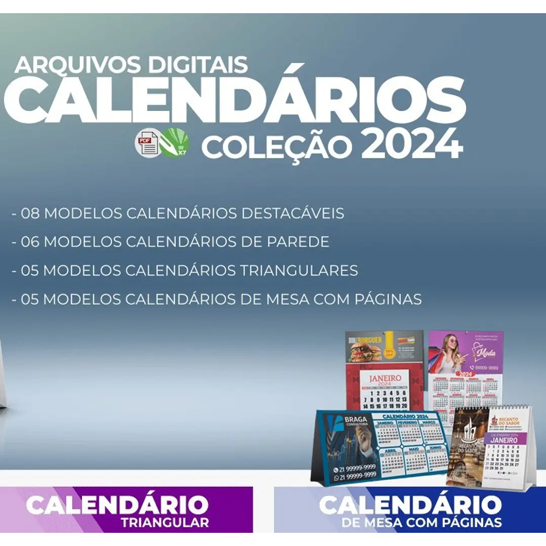 Arquivo Calendários 2024 em Corel Draw 2