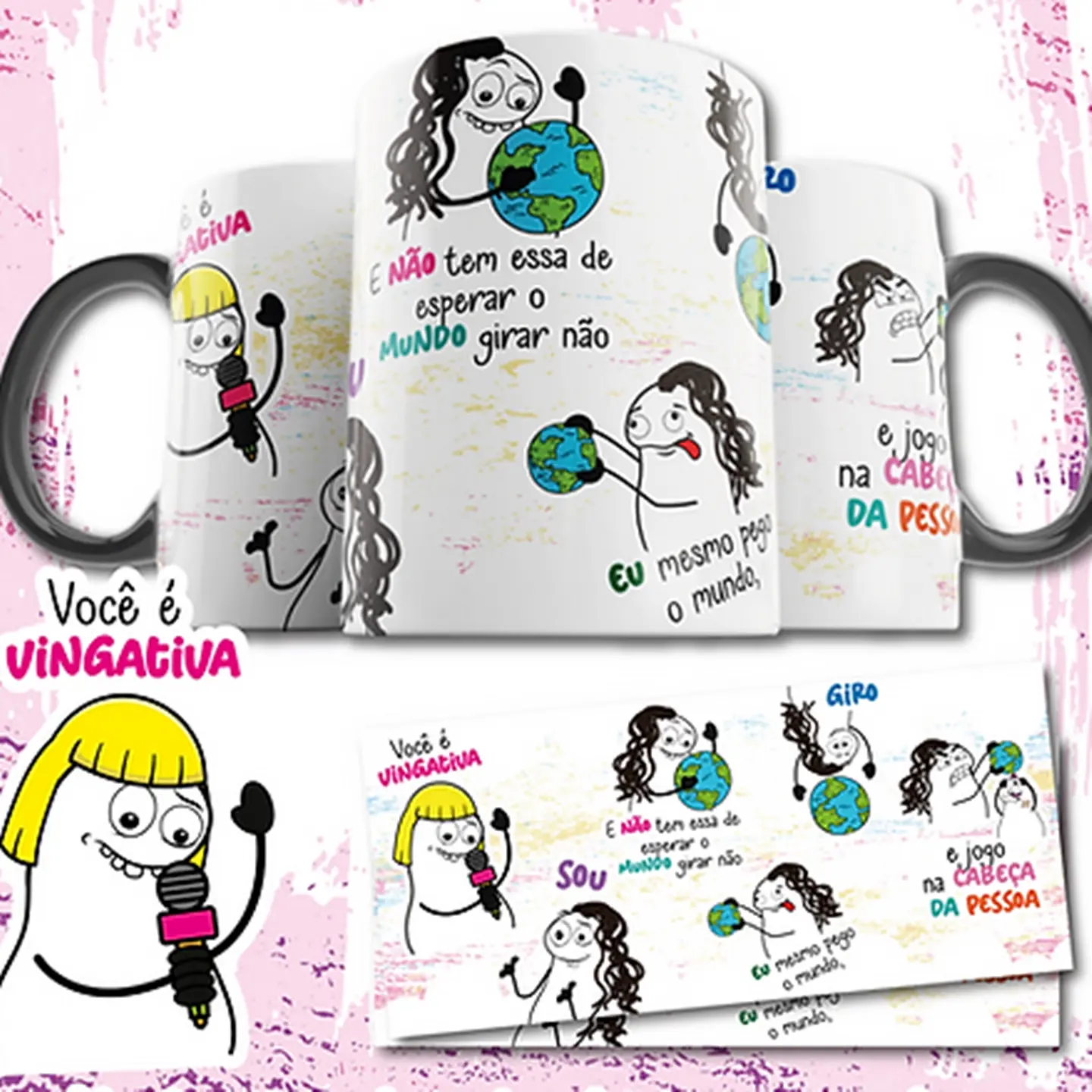 Arte Caneca Você é vingativa Sou E não tem essa de esperar o mundo girar não 1