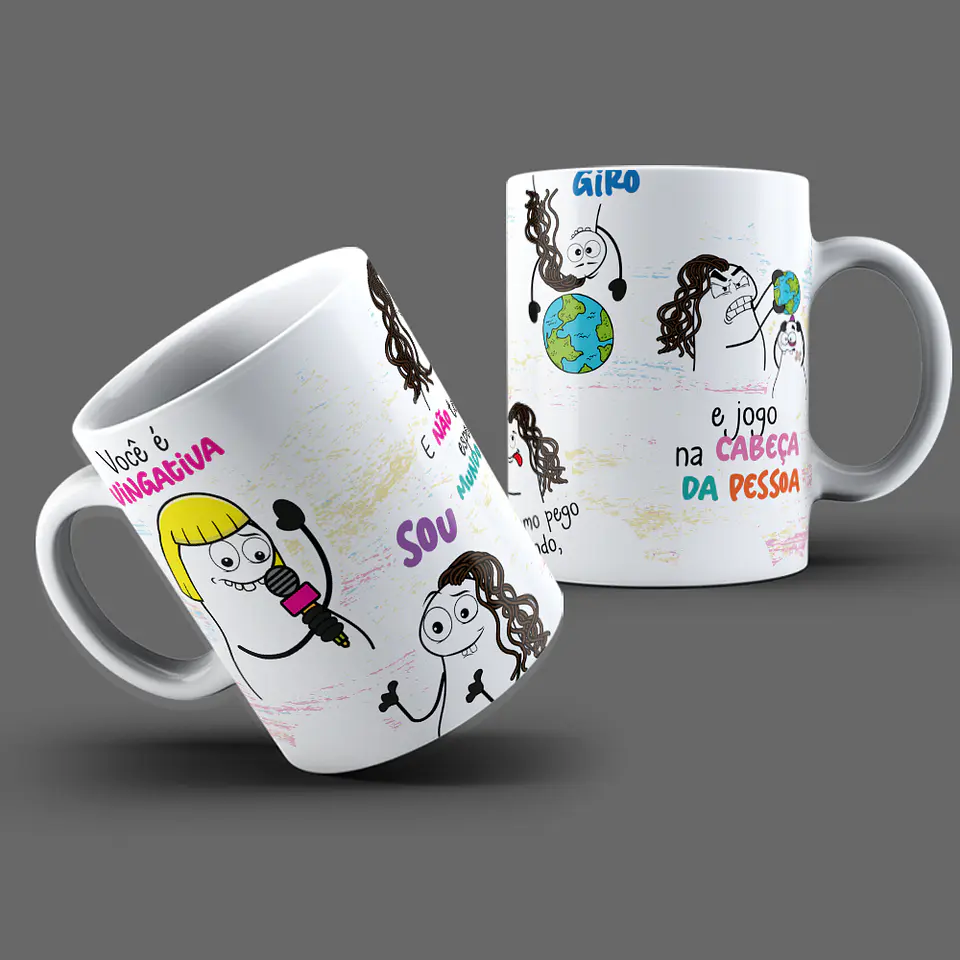 Arte Caneca Você é vingativa Sou E não tem essa de esperar o mundo girar não 2