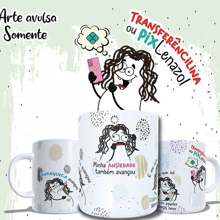 Arte Caneca Enxaqueca avançou minha ansiedade também avançou Png 2