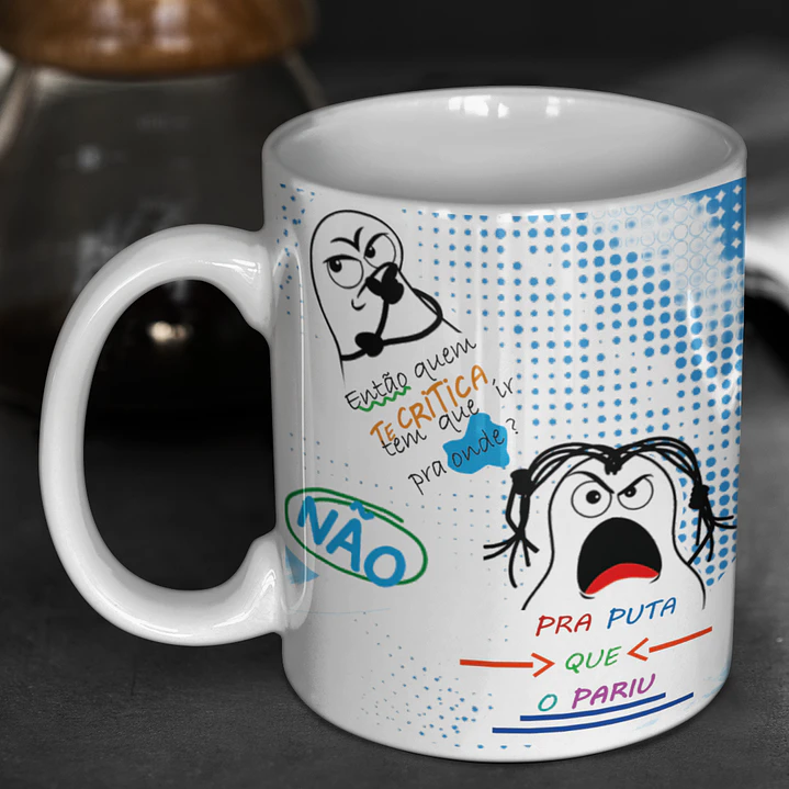 Arte Caneca Quem que te critica vai te dar um leite NÂO Arquivo Png 2