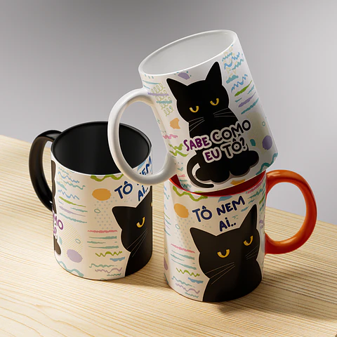 Arte Caneca Tô Nem Ai - Gato Debochado Arquivo Png