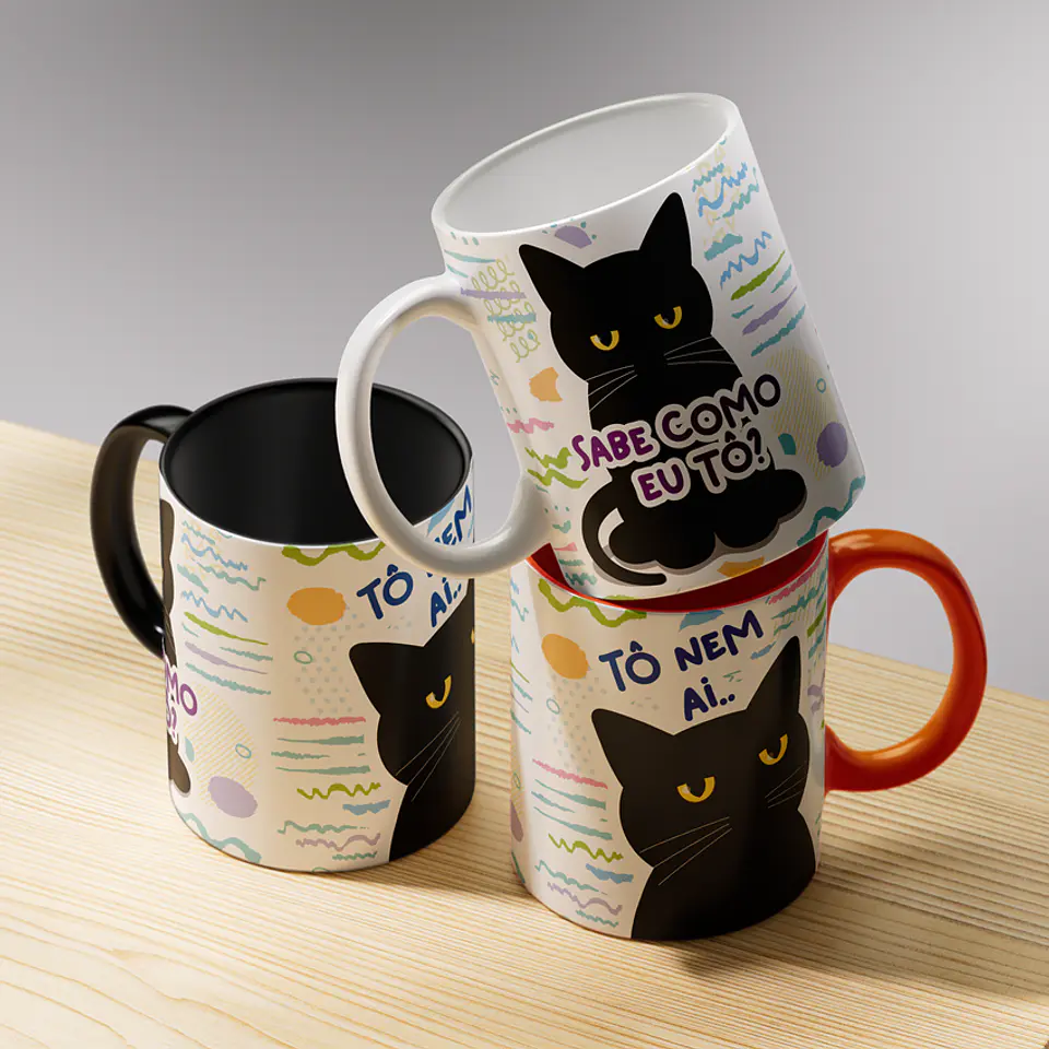 Arte Caneca Tô Nem Ai - Gato Debochado Arquivo Png 1