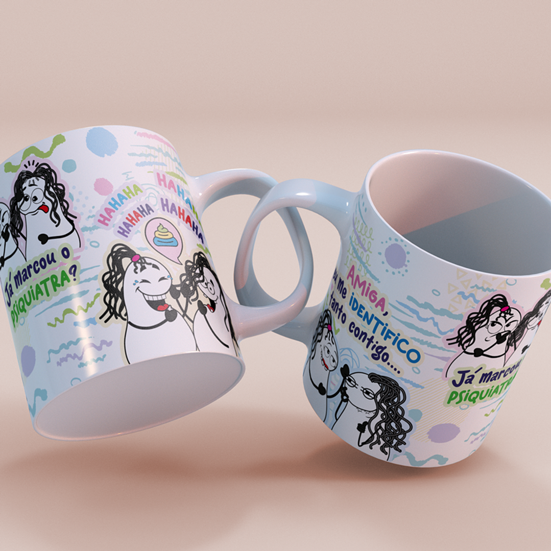 Arte Caneca Amiga, eu me identifico tanto contigo... Amiga, já marcou psiquiatra Png 4