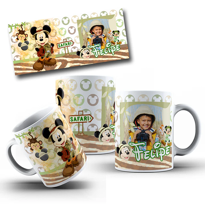 10 Artes Caneca Mickey Safari Arquivo em CorelDraw  3