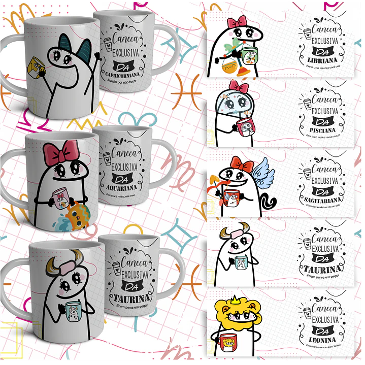 12 Artes Caneca Flork Signos Arquivo em Jpg 1