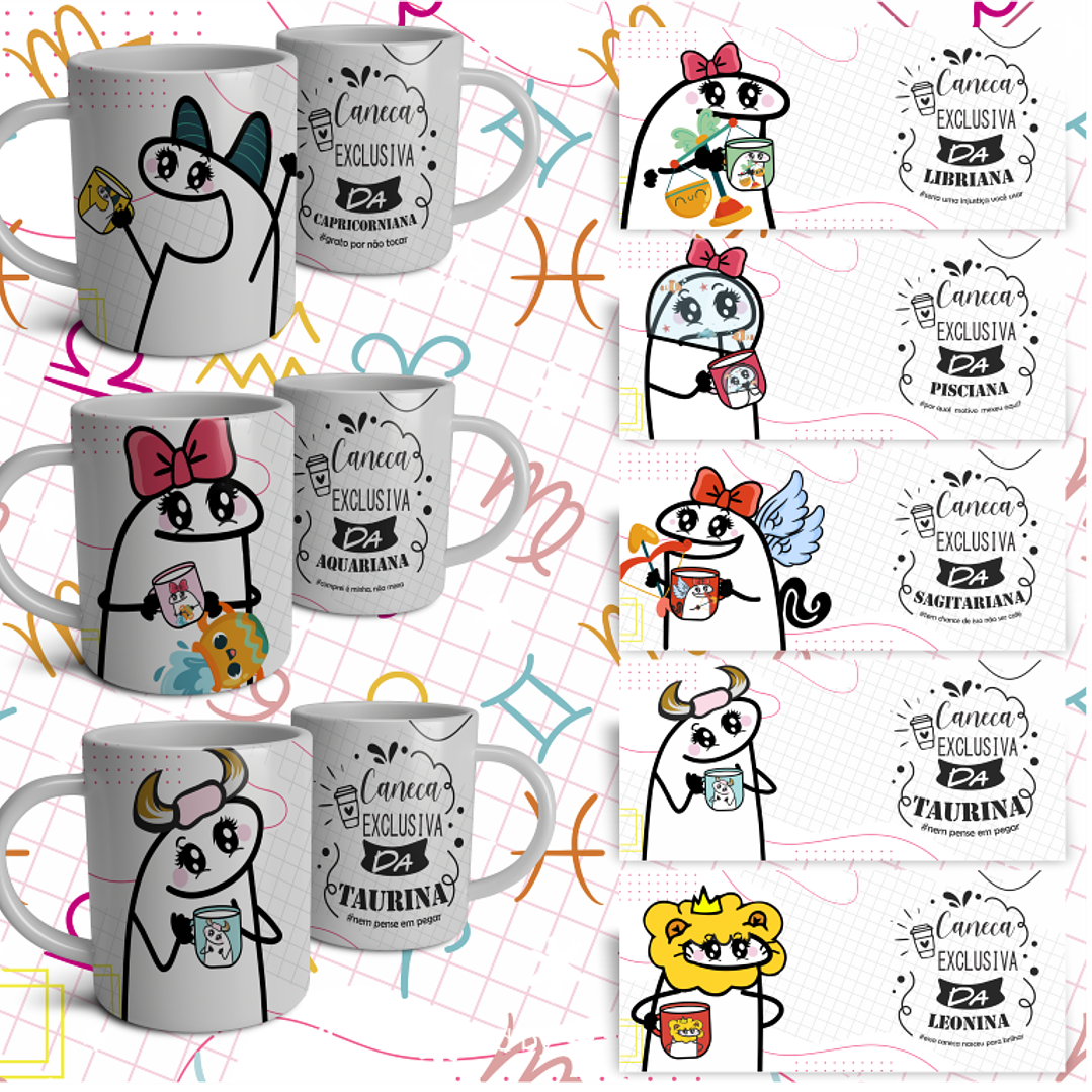 12 Artes Caneca Flork Signos Arquivo em Jpg 1
