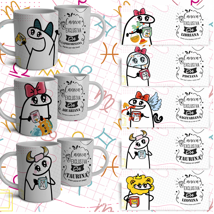 12 Artes Caneca Flork Signos Arquivo em Jpg 1