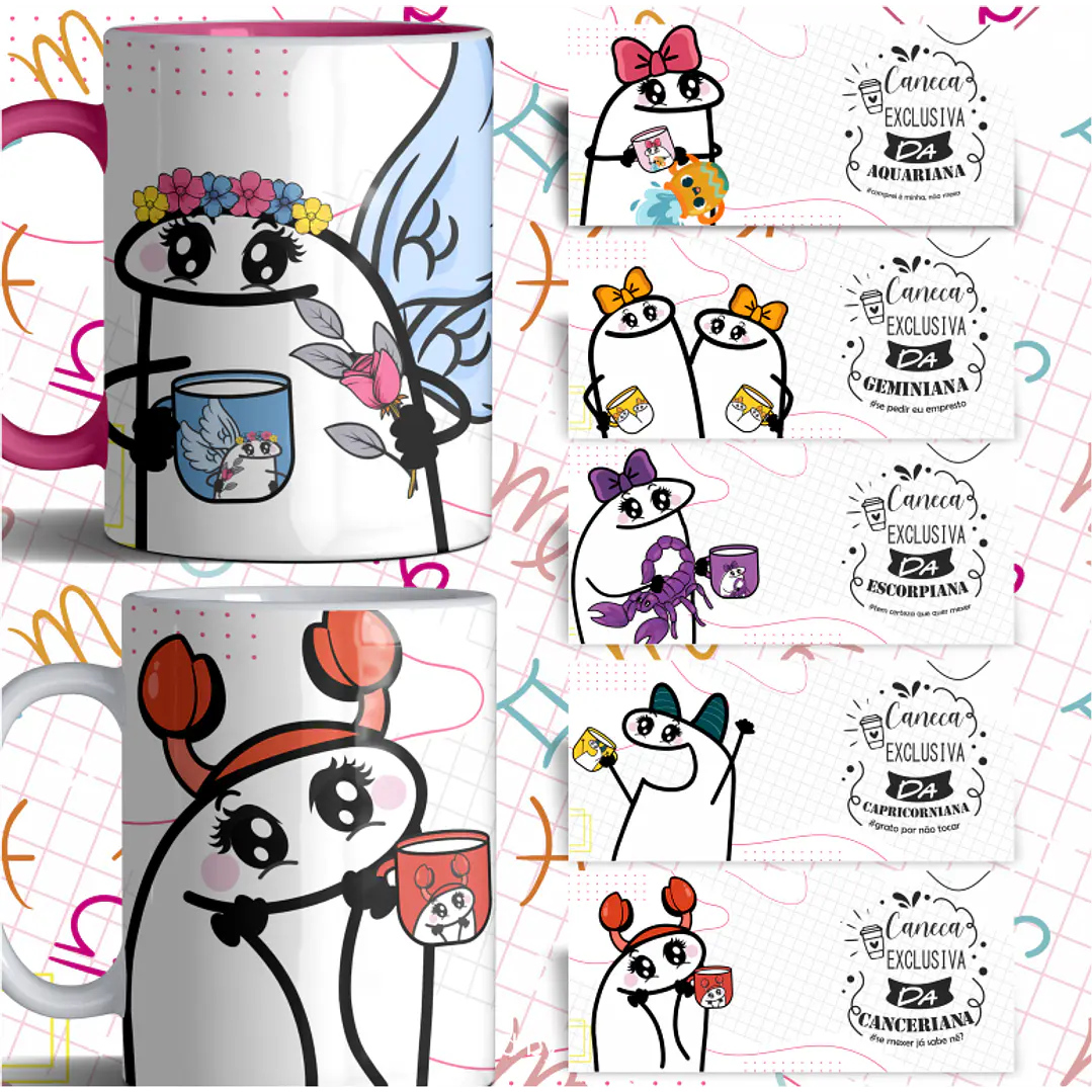 12 Artes Caneca Flork Signos Arquivo em Jpg 2