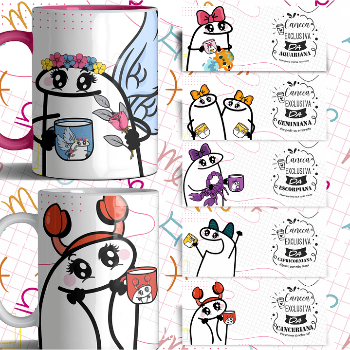 12 Artes Caneca Flork Signos Arquivo em Jpg 2