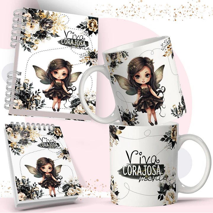 Arte Caneca e Bloquinho Fadas em Corel Draw 1