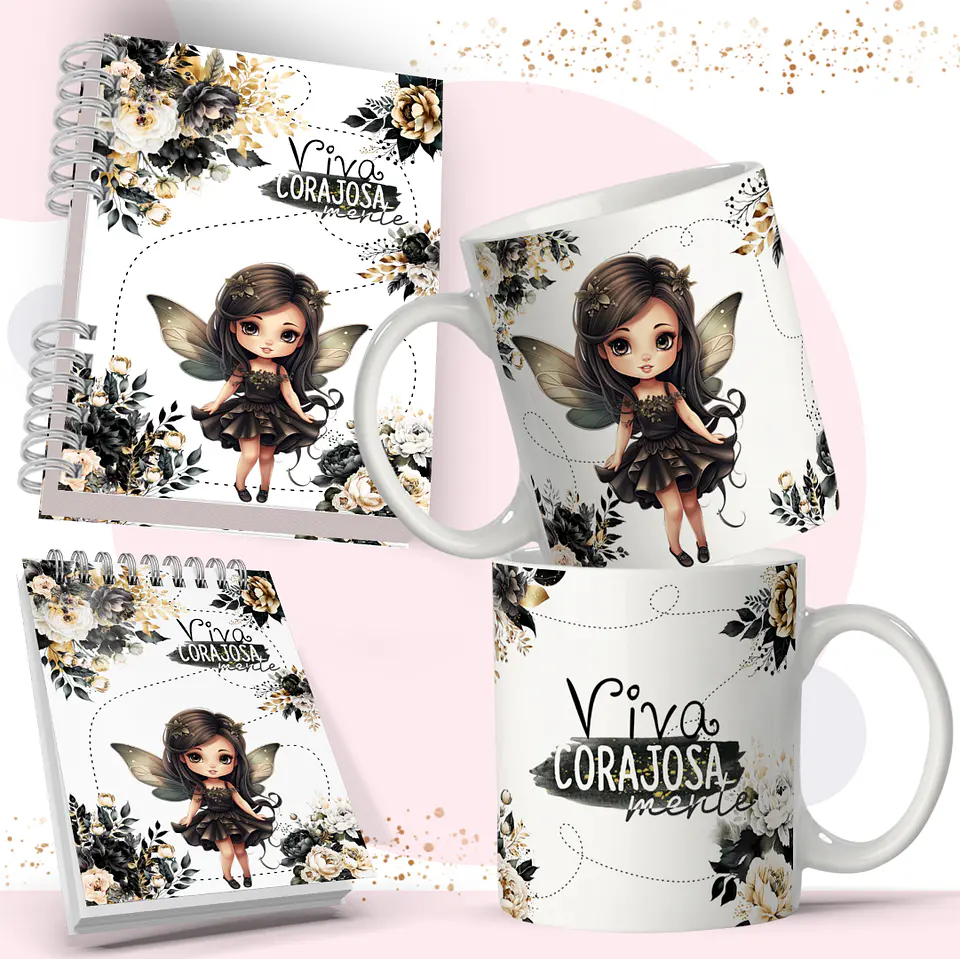 Arte Caneca e Bloquinho Fadas em Corel Draw 1