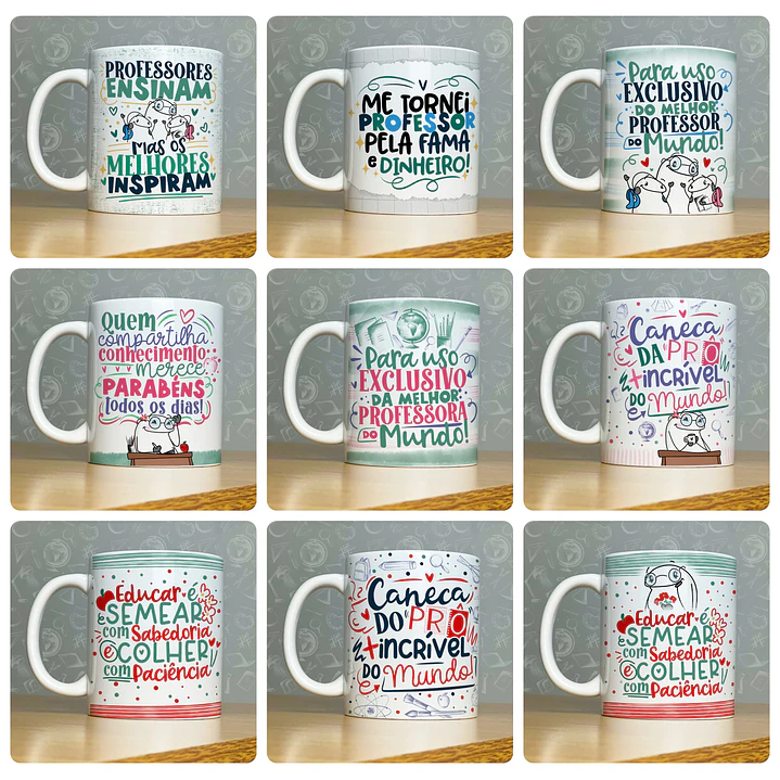 52 Artes para Caneca Dia do Professor - Kit Digital Dia dos Professores Arquivos Png 3