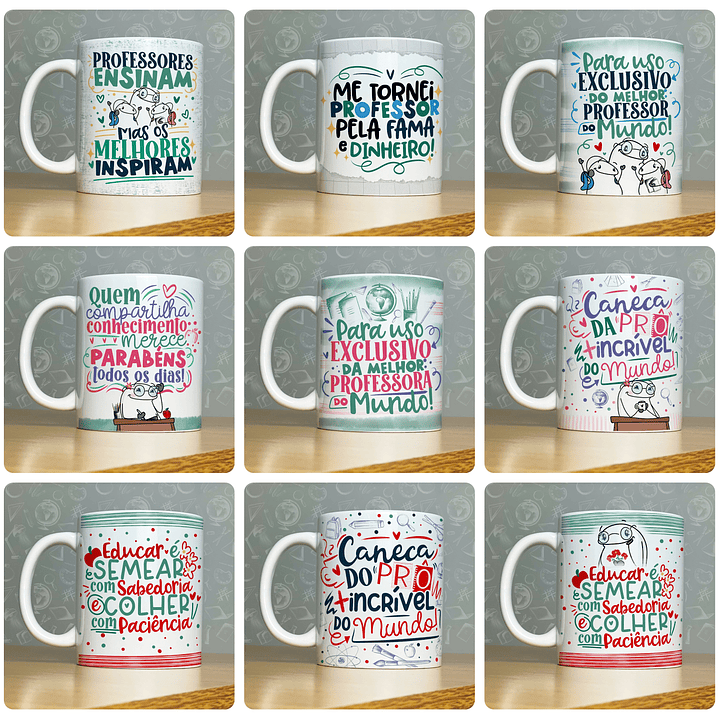 52 Artes para Caneca Dia do Professor - Kit Digital Dia dos Professores Arquivos Png 3