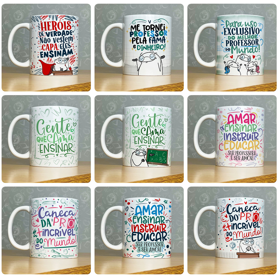 52 Artes para Caneca Dia do Professor - Kit Digital Dia dos Professores Arquivos Png 5