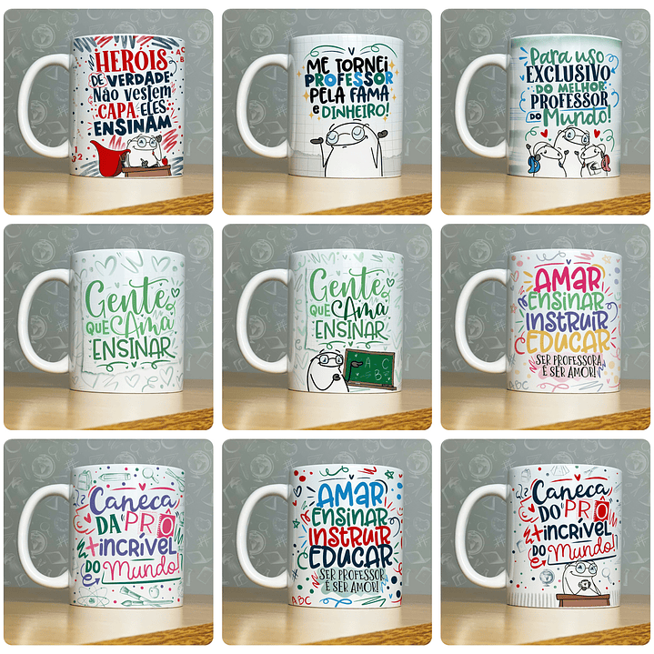 52 Artes para Caneca Dia do Professor - Kit Digital Dia dos Professores Arquivos Png 5