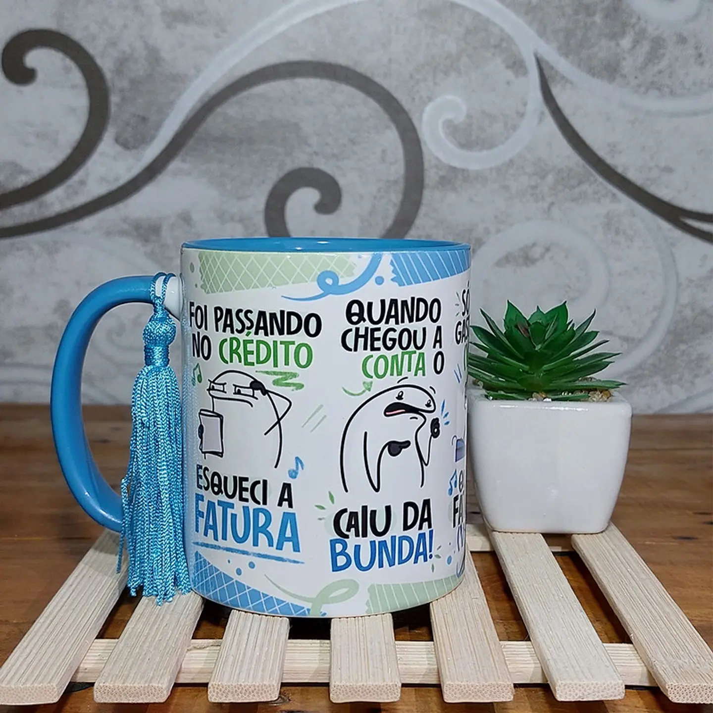 Arte Caneca Fui Passando no Crédito Esqueci a Fatura Azul Arquivo Png 1