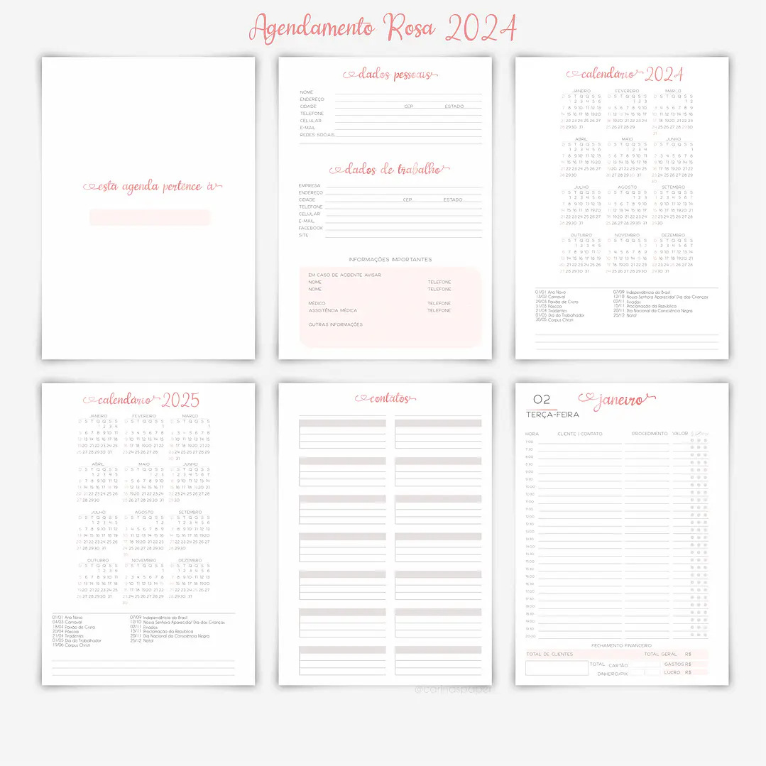 Arquivo Miolo Agenda Agendamento Rosa A5 2024 em Pdf 6