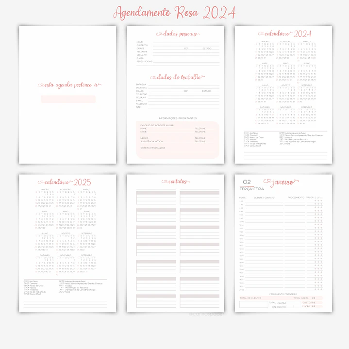 Arquivo Miolo Agenda Agendamento Rosa A5 2024 em Pdf 6
