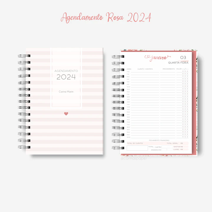 Arquivo Miolo Agenda Agendamento Rosa A5 2024 em Pdf 4