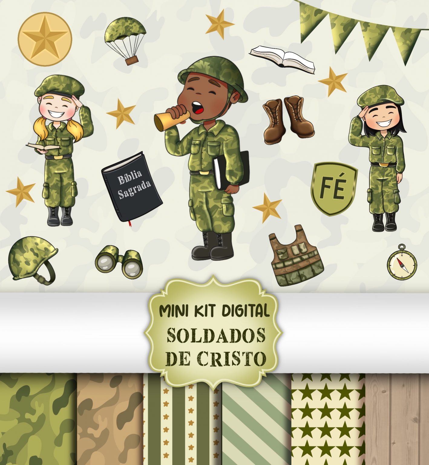 Kit Digital Soldado de Cristo em Png