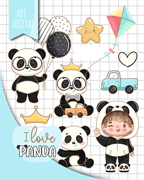 Kit Digital Pandinha Kids em Png 