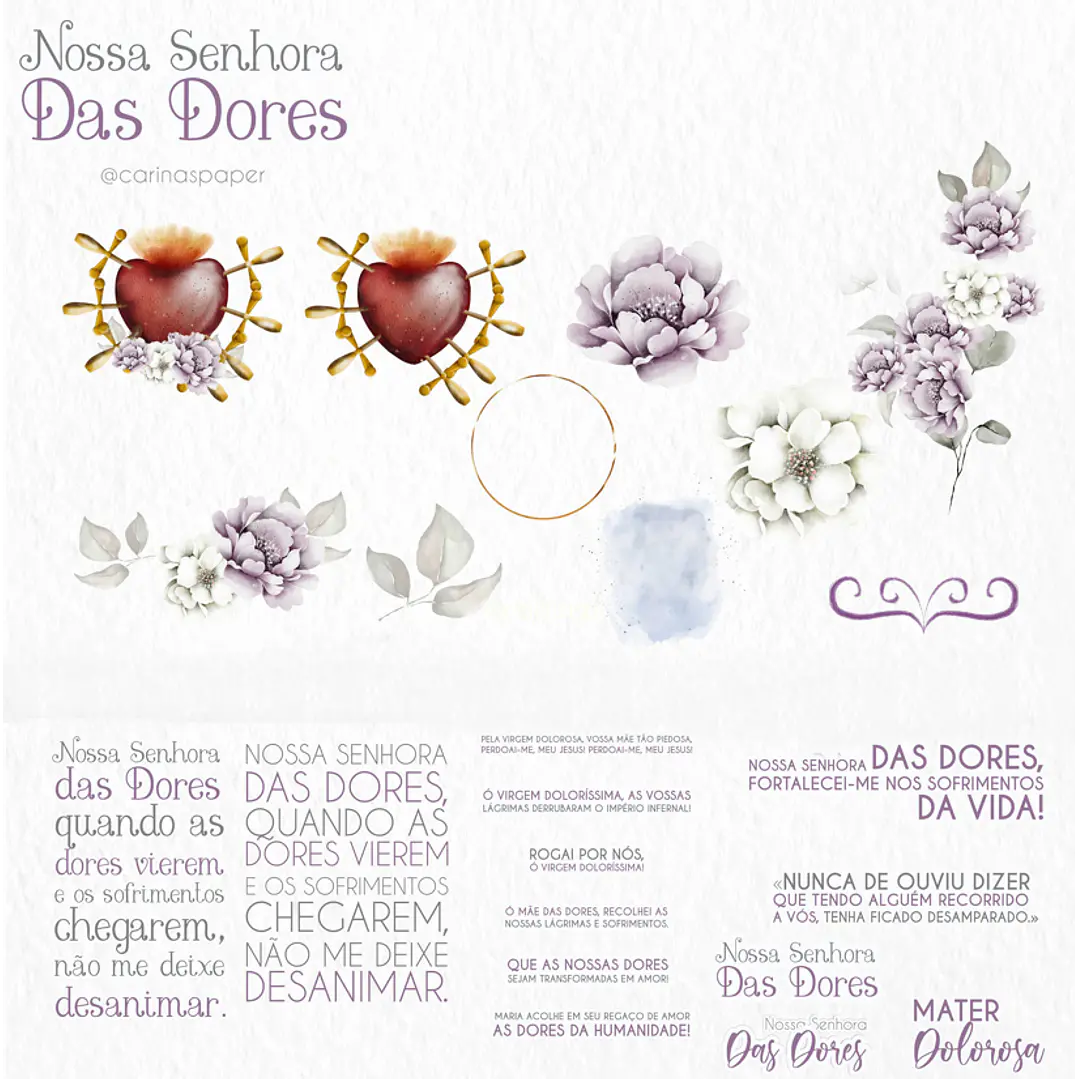 Kit Digital Nossa Senhora das Dores Aquarela em Png   2