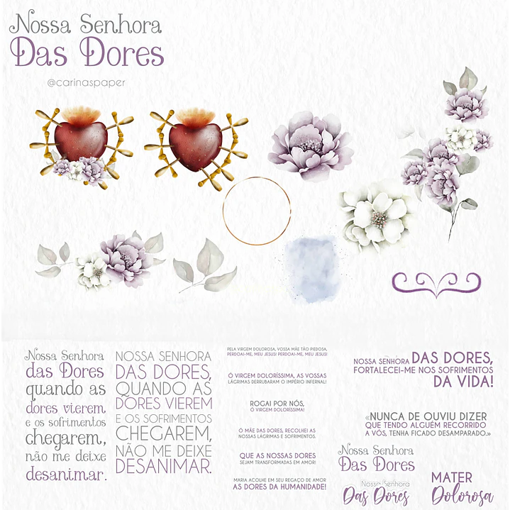 Kit Digital Nossa Senhora das Dores Aquarela em Png   2