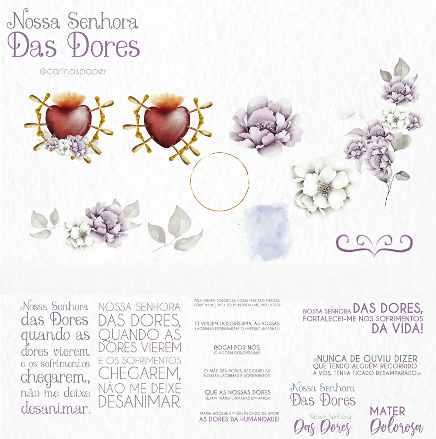 Kit Digital Nossa Senhora das Dores Aquarela em Png   2