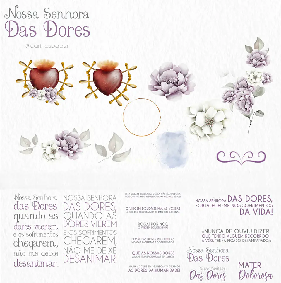 Kit Digital Nossa Senhora das Dores Aquarela em Png   2