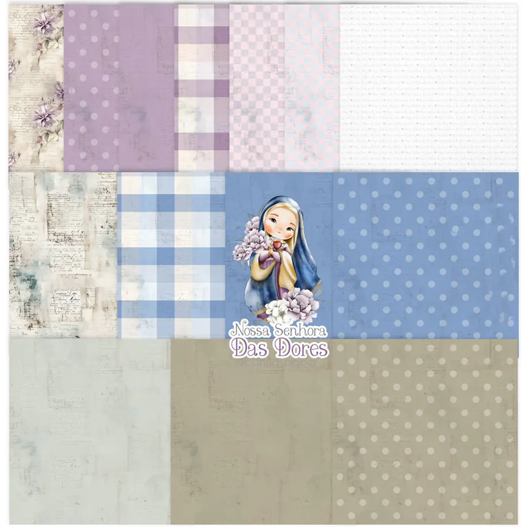 Kit Digital Nossa Senhora das Dores Aquarela em Png   3