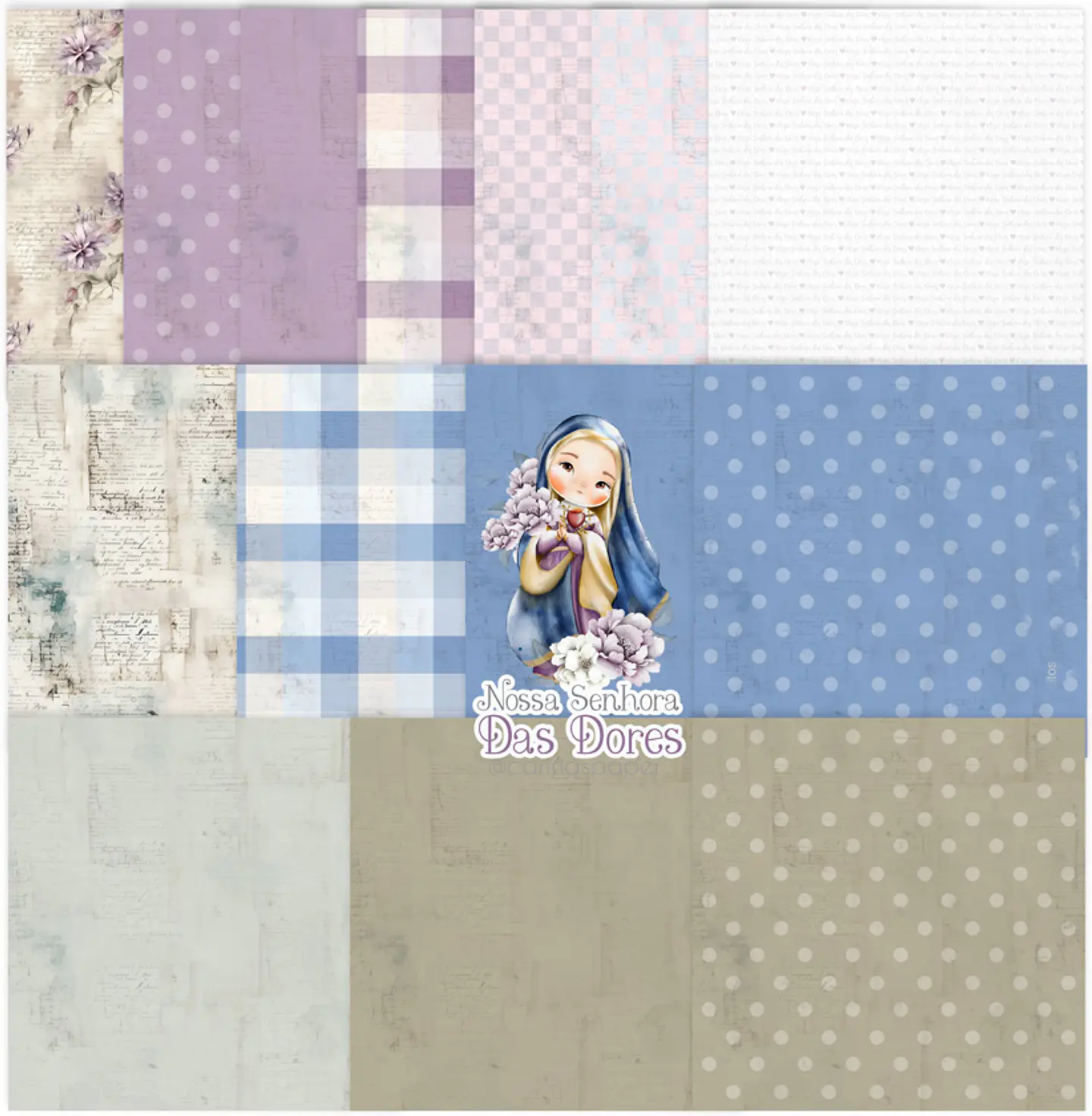 Kit Digital Nossa Senhora das Dores Aquarela em Png   3