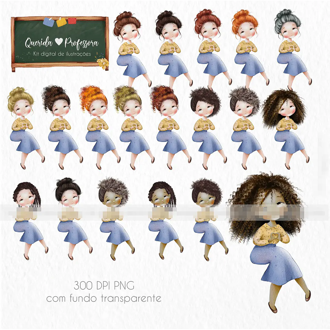 Kit Digital Querida Professora Aquarelados em Png  2