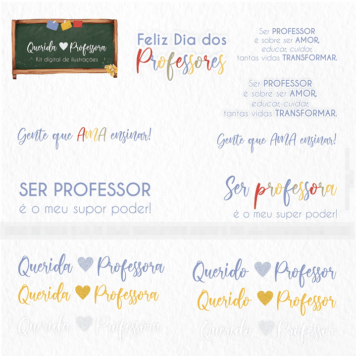 Kit Digital Querida Professora Aquarelados em Png  9